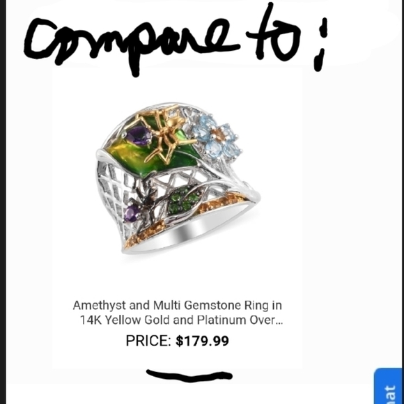 Amethyst, Citrine, Chrome Diopside, Topaz Nature Ring Plat over Sterling… - Picture 11 of 11